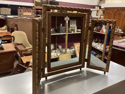 Lot 1093 - Gilt framed triptych dressing table mirror, together with a wall mirror (2)