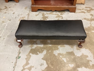 Lot 985 - Long leather topped stool on cabriole legs