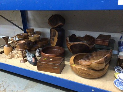 Lot 231 - Collection of treen and other wooden wares, including turned sculptures and bowls