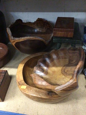 Lot 231 - Collection of treen and other wooden wares, including turned sculptures and bowls