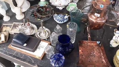 Lot 166 - Sundry items, including glassware, copper kettle, etc
