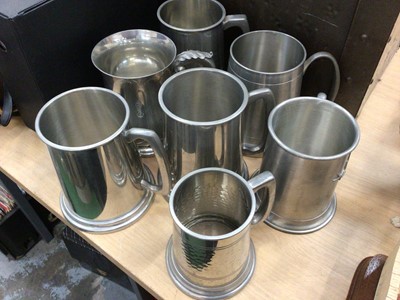 Lot 483 - Copper fire guard, brass coal box, other fire implements, pewter tankards and two pairs of binoculars