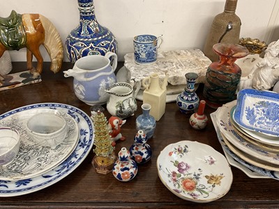 Lot 123 - Group of 19th century ceramics, Tang-style horse, blue and white and other pieces