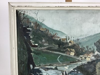 Lot 94 - Zaim Elezi, mid 20th century, Albanian School, oil on canvas - Rural Landscape, 61cm x 51cm, in painted frame
