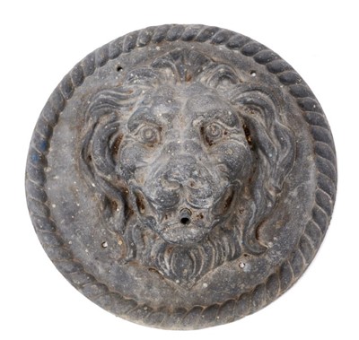 Lot 867 - Antique lead lion mask plaque water feature