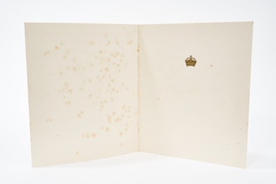 Lot 76 - H.M.Queen Elizabeth The Queen Mother, signed 1952 Christmas card with gilt crown to cover, photograph of The Queen mother with Princess Margaret at Clarence House signed' from Elizabeth R' with env...