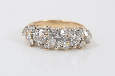 Lot 635 - Diamond five stone ring with five round old cut diamonds in claw setting estimated total diamond weight approximately 1.9cts