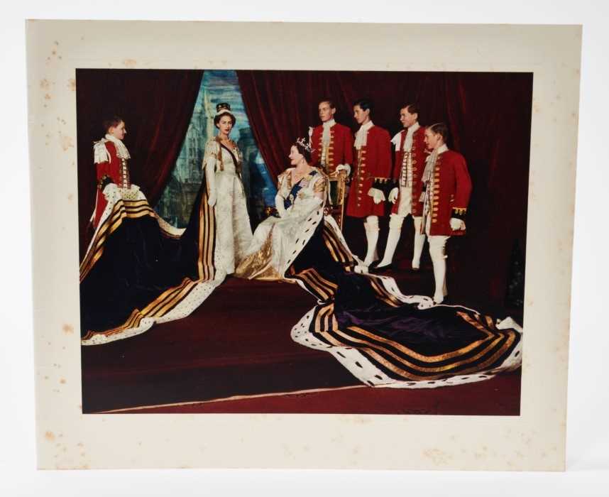 Lot 77 - H.M.Queen Elizabeth The Queen Mother, signed 1953 Christmas card with gilt crown to cover, colour Coronation day photograph to interior signed' from Elizabeth R' with envelope