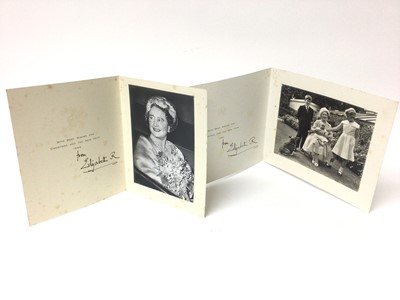 Lot 79 - H.M.Queen Elizabeth The Queen Mother, two signed Christmas cards for 1959 and  1960, both signed 'from Elizabeth R' with envelopes