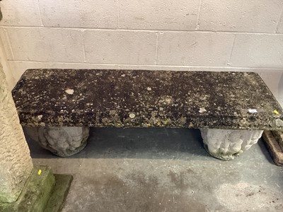 Lot 1005 - Concrete garden bench, 142cm wide, 48cm deep, 44cm high