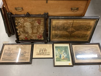 Lot 125 - Mixed lot of 19th century prints, tapestry panel and other decorative pictures