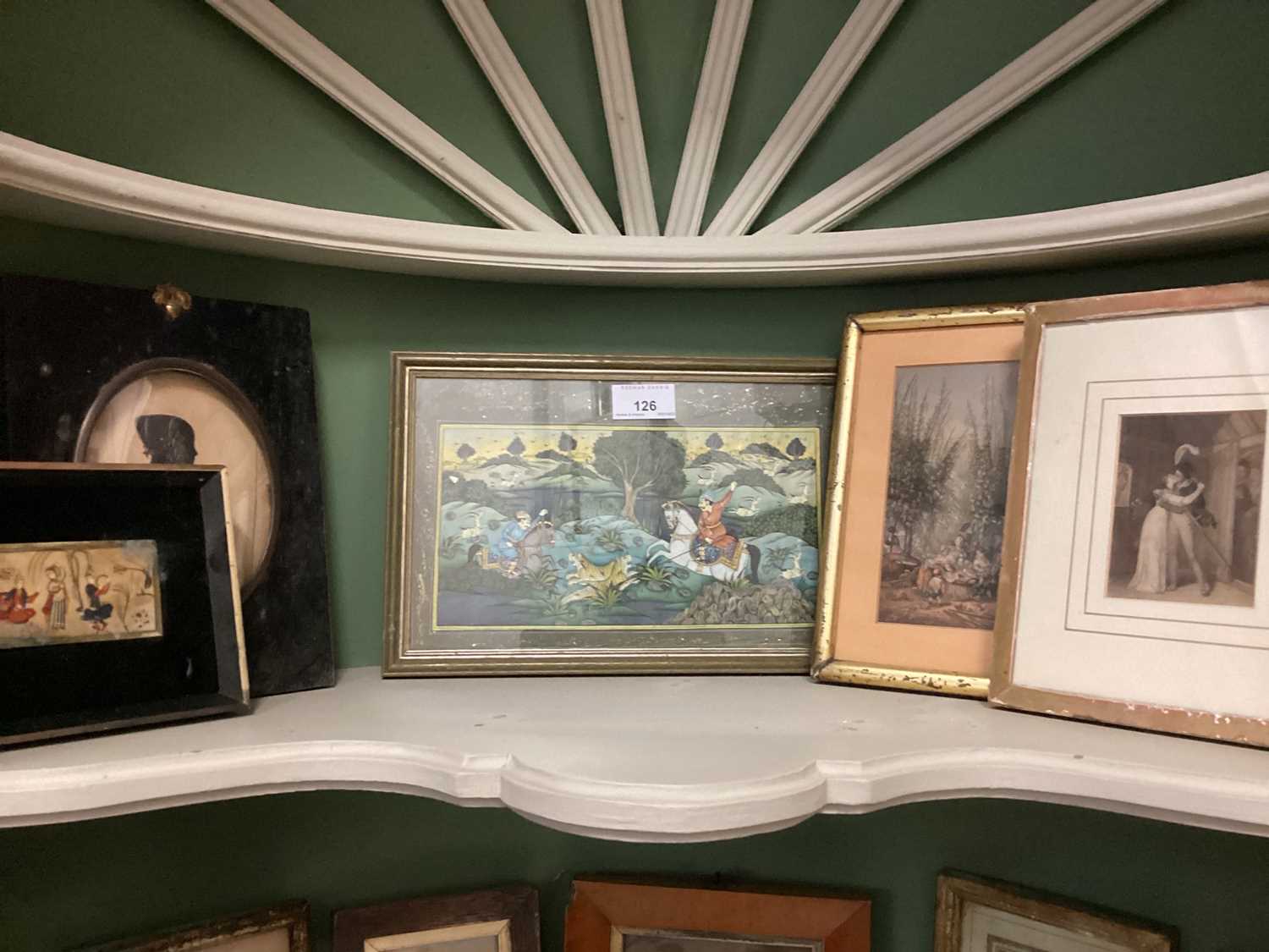 Lot 126 - Group of Victorian Baxter and other similar prints, 19th century needlework panel in maple frame and other works