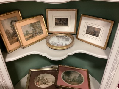 Lot 126 - Group of Victorian Baxter and other similar prints, 19th century needlework panel in maple frame and other works