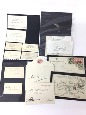 Lot 84 - H.M. King George V signature on card and H.R.H. Edward Prince of Wales (later King Edward VIII) signature on card and lot Continental Royal letters and signatures