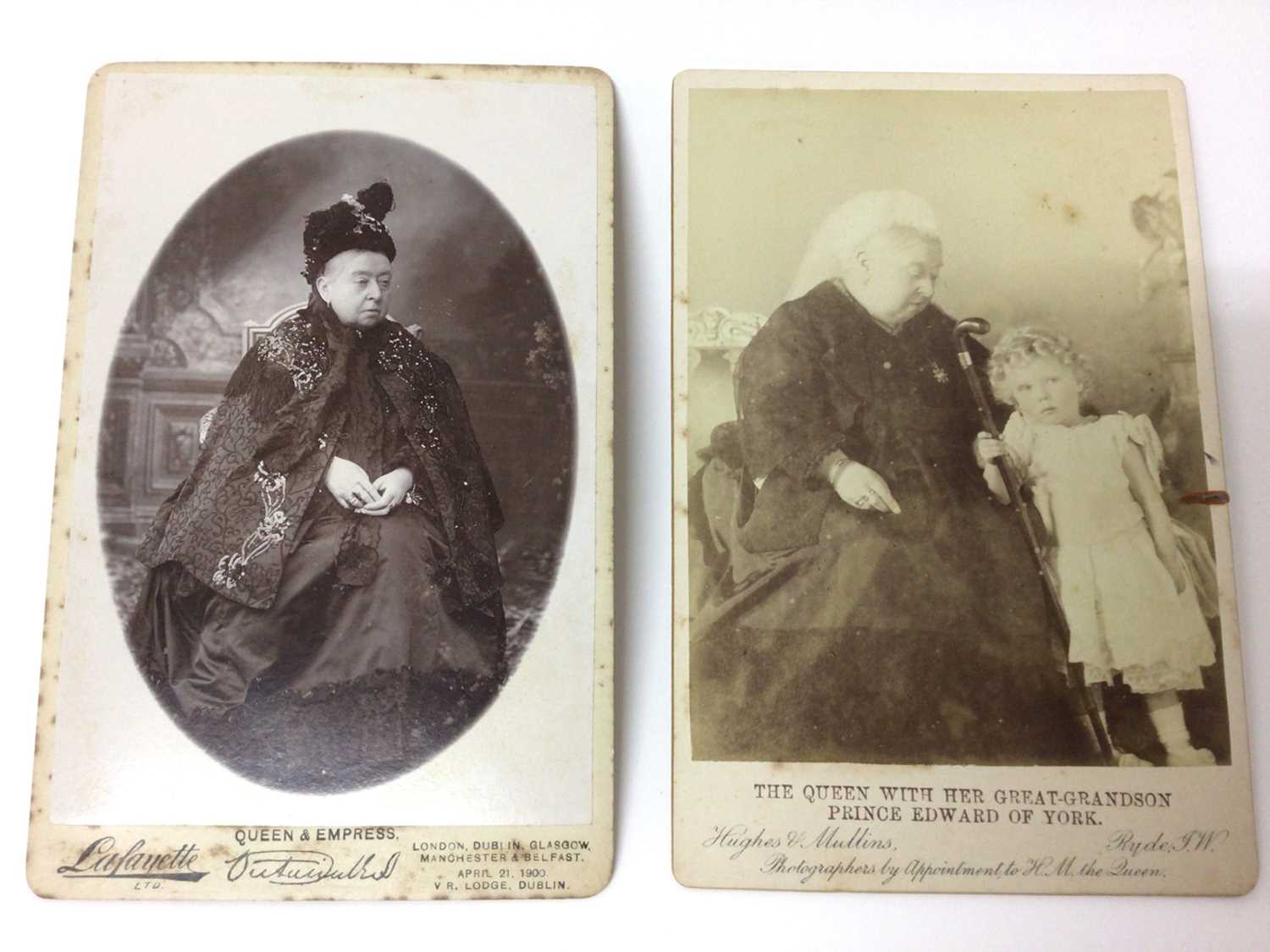 Lot 87 - H.M.Queen Victoria, fine cabinet photograph by Lafayette and another of The Queen with her Great Grandson Prince Edward of York ( later King Edward VIII ) both 16.2 x 10.6 cm (2)