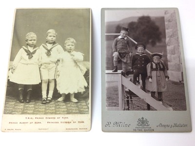 Lot 88 - Two fine Victorian cabinet photographs of T.R.H. Prince Edward of York (later King Edward VIII), Prince Albert of York ( later King George VI), and Princess Victoria of York. Both 16.6 x 10.6 cm (...