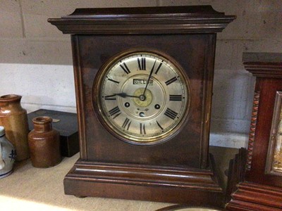 Lot 246 - Walnut cased 'Alarm / Silent' clock together with a Sychronome Electric wall clock and another mantel clock (3)