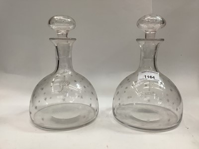 Lot 1164 - Pair of early 20th century etched glass Royal Thames Yacht Club decanters