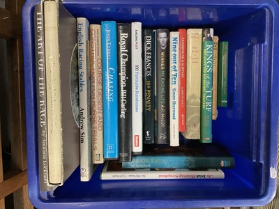 Lot 122 - Two boxes of sporting books to include Mackenzie, Selby & Harris books, racing, fishing etc