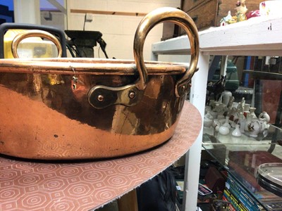 Lot 249 - Victorian copper jam pan, and another copper pan