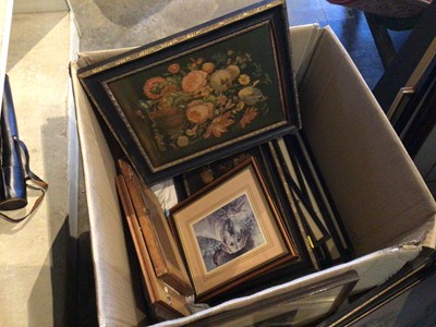 Lot 255 - Quantity of pictures and a vintage suitcase full of books