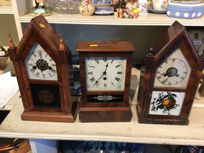 Lot 256 - Collection of ten clocks, including American steeple clocks and others