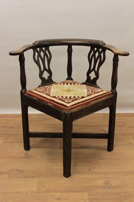 Lot 1305 - George III oak corner chair