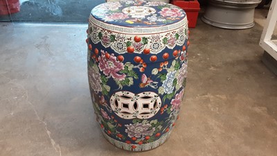 Lot 258 - Chinese polychrome decorated porcelain garden seat