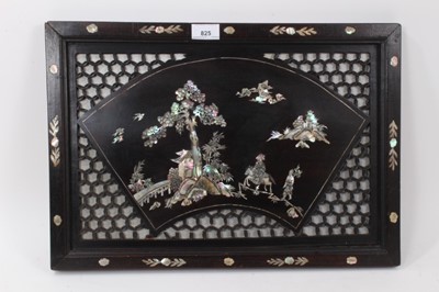 Lot 825 - Pair of 19th century Chinese ebonised and mother of pearl inlaid plaques