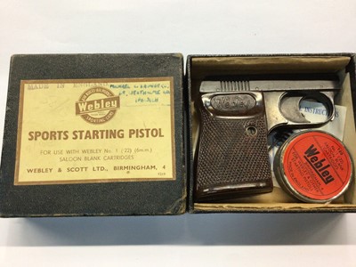 Lot 496 - Wembley Sports Starting Pistol, boxed, autograph book and pair field glasses