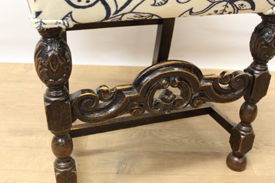 Lot 1411 - Set of eight Jacobean style carved oak high back dining chairs.