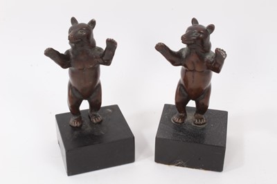 Lot 809 - Small pair of 19th century bronze dancing bear bookends