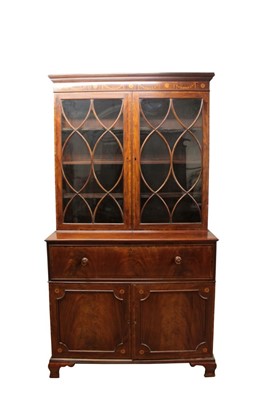 Lot 1317 - George III mahogany secretaire bookcase