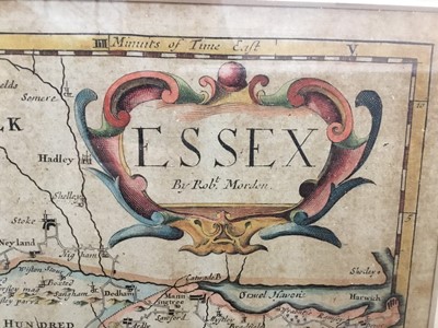 Lot 373 - 18th century Robert Morden tinted map of Essex and other maps
