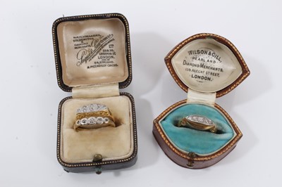 Lot 148 - Three 18ct gold diamond set rings within two antique ring boxes