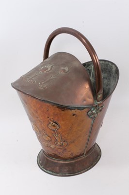 Lot 826 - Art Nouveau copper coal bucket