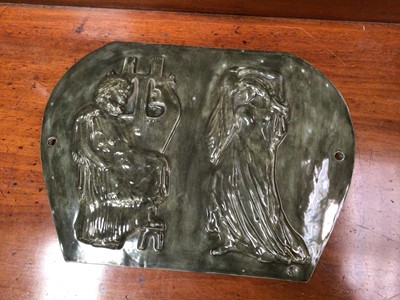 Lot 618 - Green colour pottery plaque