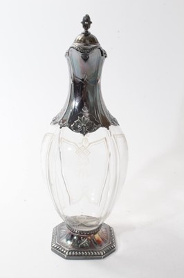 Lot 22 - Early 20th century French cut glass claret jug with silver plated mounts by Orfevrerie Ercuis