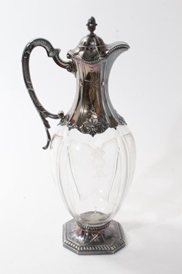 Lot 22 - Early 20th century French cut glass claret jug with silver plated mounts by Orfevrerie Ercuis