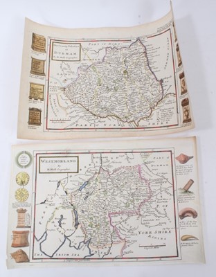 Lot 852 - Herman Moll -  hand coloured early 18th engraved map of Westmorland together with another of Durham