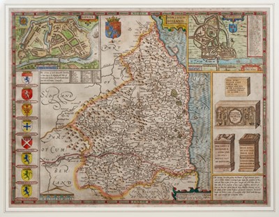 Lot 127 - John Speede - Northumberland, hand coloured map, 1662 reissue