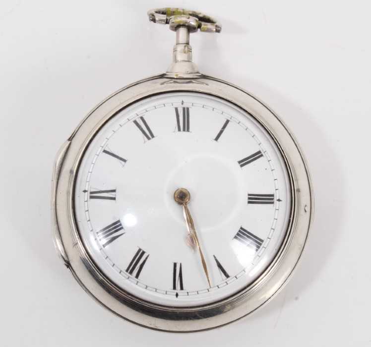 Lot 583 - George III silver pair-cased pocket watch by