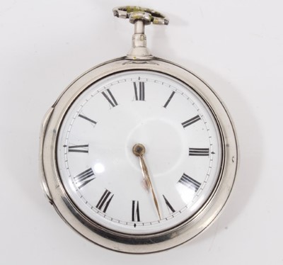 Lot 583 - George III silver pair-cased pocket watch by J. Banks, London