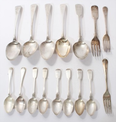 Lot 430 - Group of silver and silver plated flatware