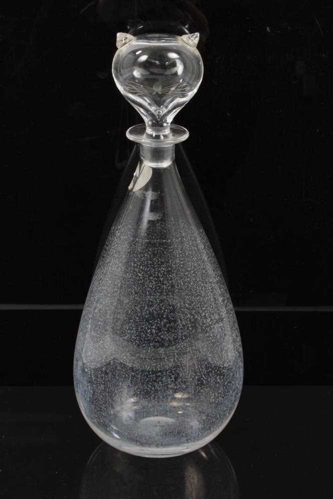 Lot 1125 - Orrefors signed glass decanter in the form of a cat