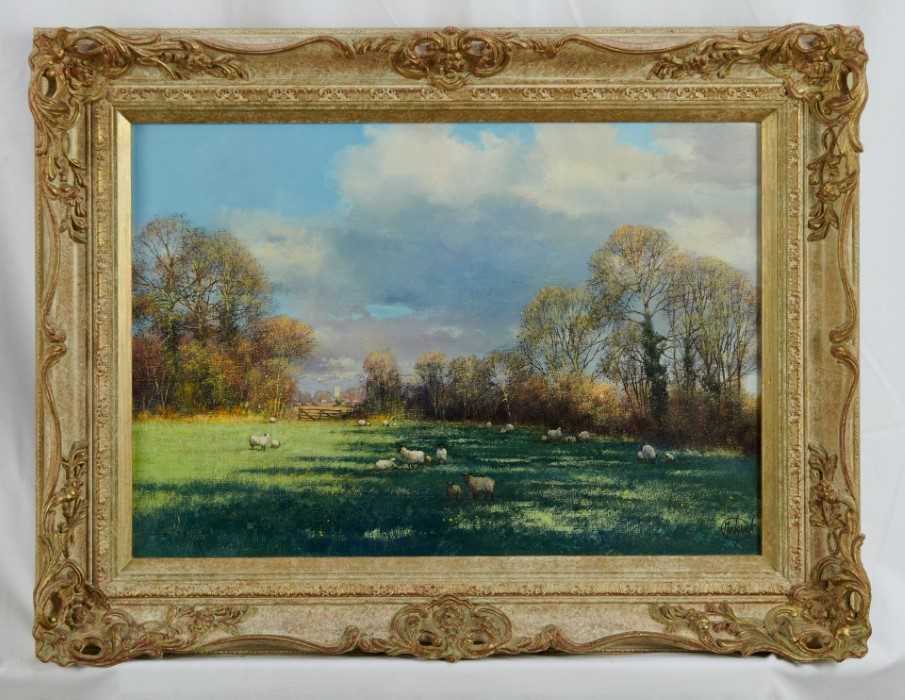 Lot 1159 - *Clive Madgwick - acrylic, sheep in a field