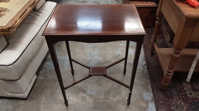 Lot 1040 - Edwardian inlaid mahogany occasional table with crossbanded decoration on square taper legs and spade feet, 55cm wide, 40cm deep, 70cm high