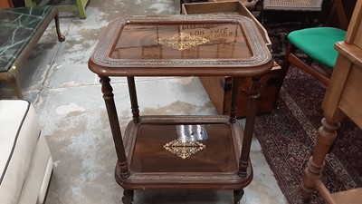 Lot 1041 - Unusual decorative two tier tea trolley, 55cm wide, 43cm deep, 72cm high