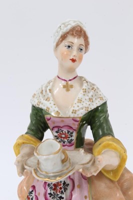 Lot 291 - A pair of German porcelain figures of a shepherd and shepherdess, in Derby style