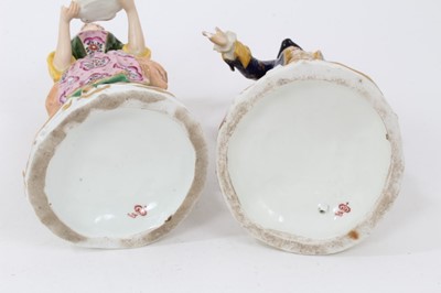Lot 286 - A pair of German porcelain figures of a shepherd and shepherdess, in Derby style